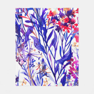 Schönes Blumenmuster in Aquarellfarben Fleecedecke