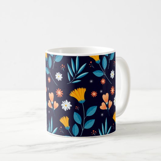 Schönes Blumenmuster Kaffeetasse (VorderseiteRechts)