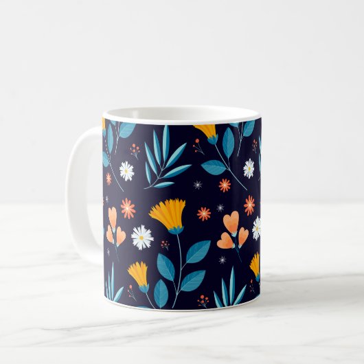Schönes Blumenmuster Kaffeetasse (Vorderseite Links)