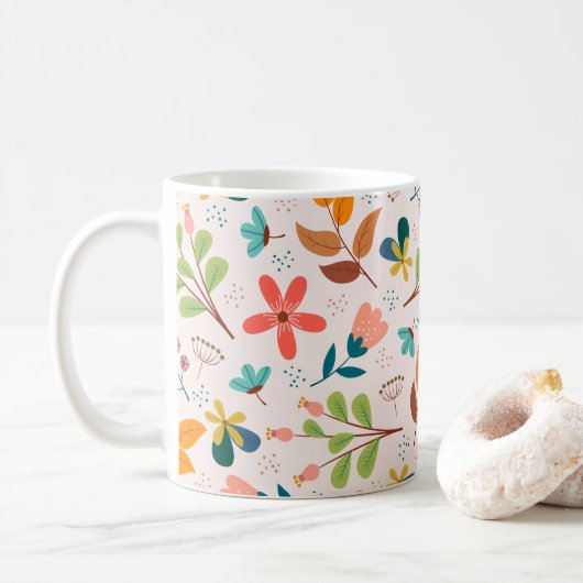 Schönes Blumenmuster Kaffeetasse (Mit Donut)