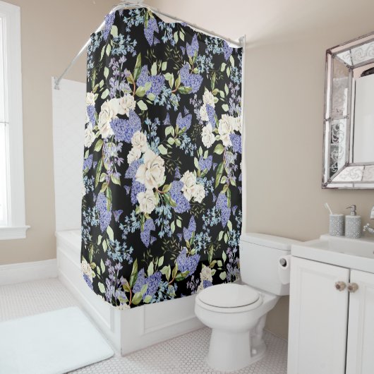Schönes Blumenmuster Lilac Rose Foliage Duschvorhang (Beispiel)