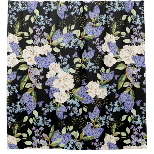 Schönes Blumenmuster Lilac Rose Foliage Duschvorhang (Vorderseite)