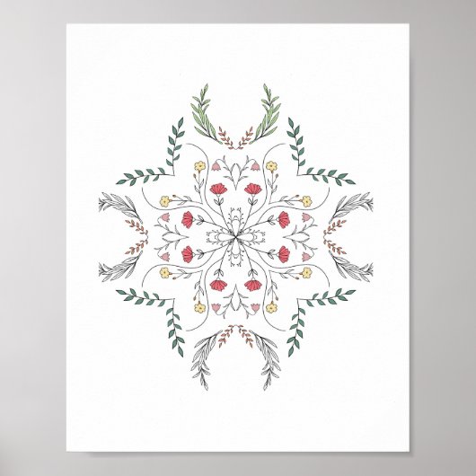 Schönes Blumenmuster, Mandala Poster (Vorne)