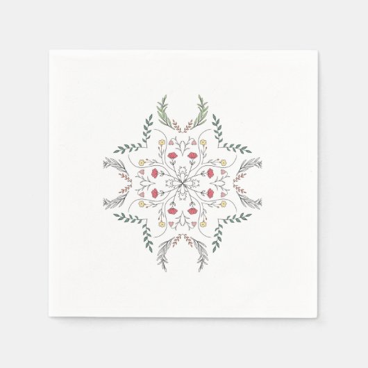 Schönes Blumenmuster, Mandala Serviette (Vorderseite)