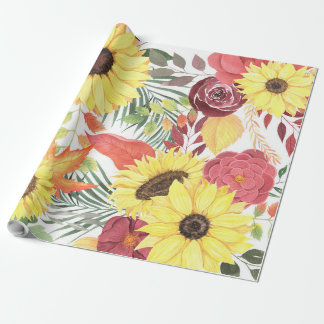 Schönes Blumenmuster mit leuchtendem Herbst Geschenkpapier