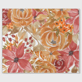 Schönes Blumenmuster mit leuchtendem Herbst Geschenkpapier (Flach)