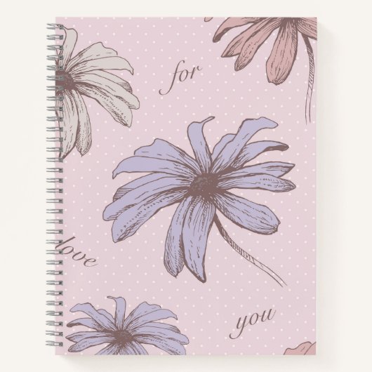 Schönes Blumenmuster mit Text romantischer Polka P Notizblock (Vorderseite)