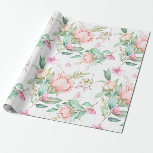 Schönes Blumenmuster Papier Geschenkpapier (Ungerollt)