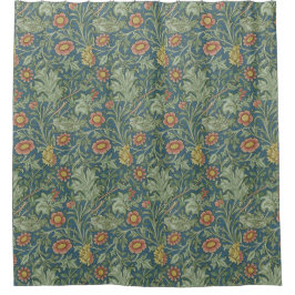 Schönes Blumenmuster William Morris Green Pink Duschvorhang