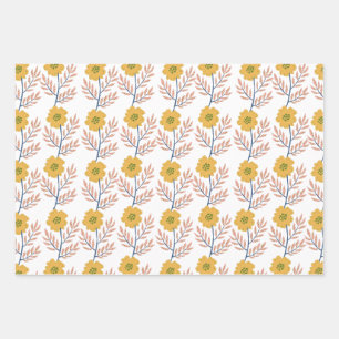 Schönes Blumenpapier Geschenkpapier Set