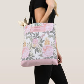Schönes Blumenrosa und grünes Blattwerk Tasche (Von Nahem)