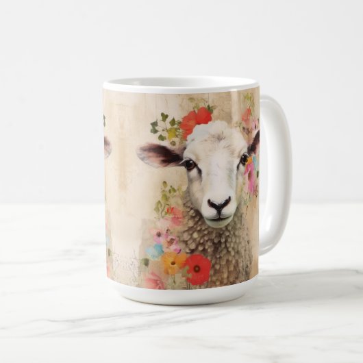 Schönes Blumenschaf Kaffeetasse (VorderseiteRechts)