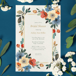 Schönes Blumenwasser Farbe Elfenbein Brautparty Einladung