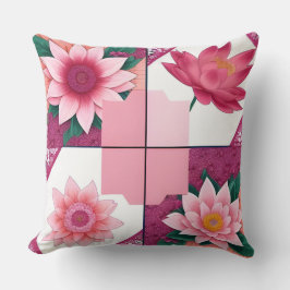 Schönes Blumenwerk mit rosa Blume Kissen