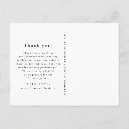 Schönes Blumenzelt Hochzeit Dankeschön Nachricht Postkarte (Rückseite)