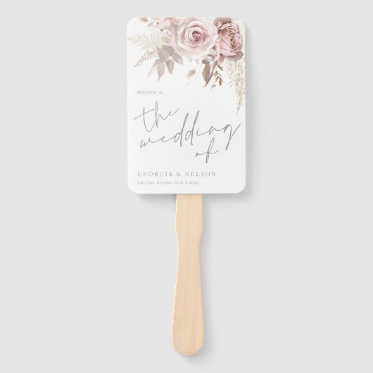 Schönes Blush Floral Hochzeitsprogramm Fächer (Vorderseite)