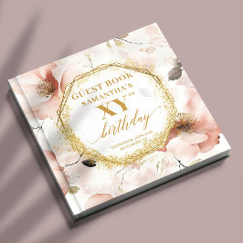 Schönes Blush Ivory Gold Birthday Gästebuch