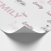 Schönes Blush Swan personalisiertes Wrapping-Papie Geschenkpapier (Ecke)
