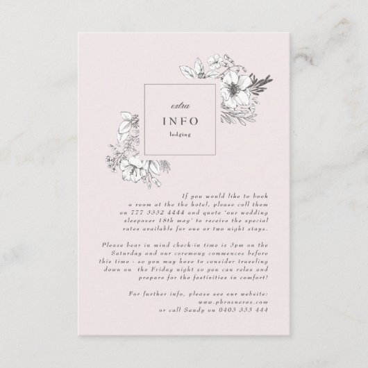 Schönes blütenfarbenes Monogramm Begleitkarte (Vorderseite)