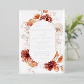 Schönes Boho Blumenrahmen Hochzeit Real Silver Folieneinladung (Stehend vorne)