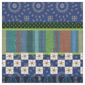 Schönes Boho Border | Whimsisches Blumendesign Stoff (Nahaufnahme)