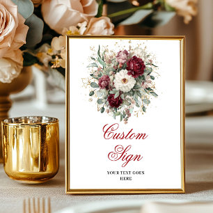 Schönes Boho Burgund Florales Kundenspezifisches P Poster