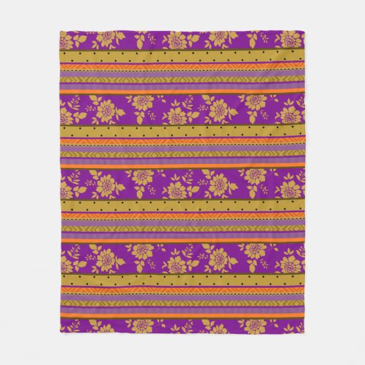 Schönes Boho Chic Strip Blumenmuster Fleecedecke (Vorderseite)