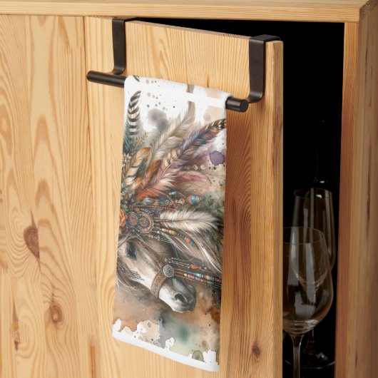 Schönes Boho-Pferd  Geschirrtuch (Drittel gefaltet)