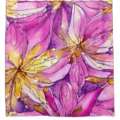 Schönes Boho Pink und Gold Floral Muster Duschvorhang (Vorderseite)