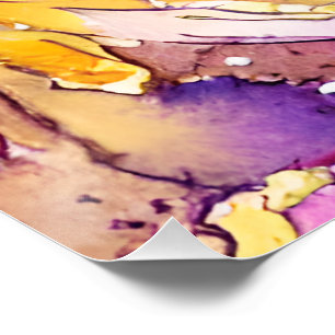 Schönes Boho Pink und Gold Floral Muster Poster