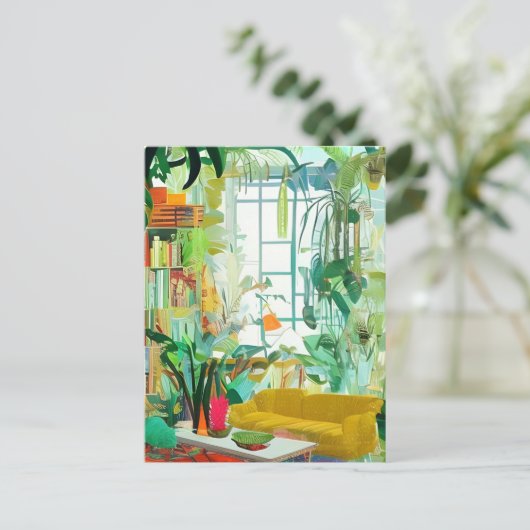 Schönes Boho Wohnzimmer Postkarte (Stehend Vorderseite)
