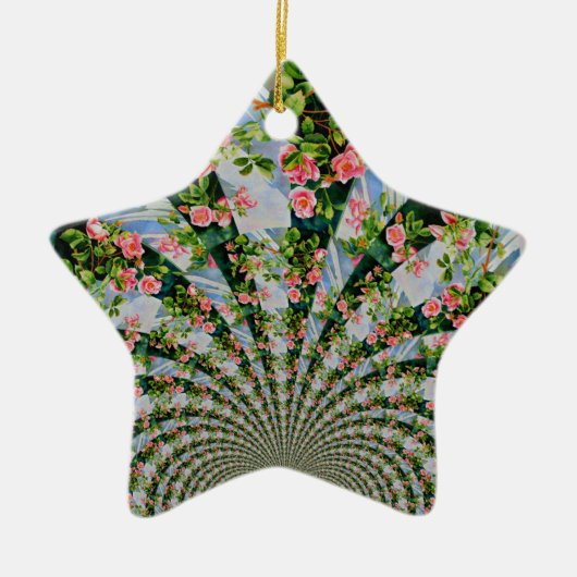 Schönes bohrosa, rote Rosen, Aquarellblumen Keramikornament (Vorne)