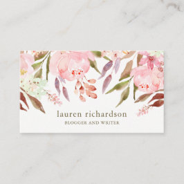 Schönes botanisches | Aquarell mit Blumen auf Weiß Visitenkarte