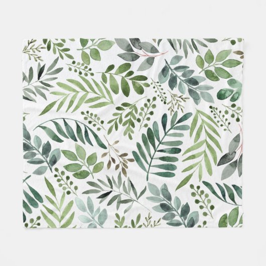 Schönes botanisches Blätter-Muster Fleecedecke (Vorderseite (Horizontal))
