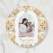 Schönes botanisches Frame Arch Foto Weihnachten Geschenkanhänger (Rückseite)