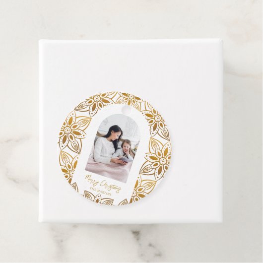 Schönes botanisches Frame Arch Foto Weihnachten Geschenkanhänger (Beispiel)