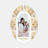 Schönes botanisches Frame Arch Foto Weihnachten Ornament Aus Metall (Vorderseite links)