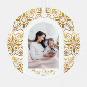 Schönes botanisches Frame Arch Foto Weihnachten Ornament Aus Metall (Rückseite)