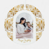 Schönes botanisches Frame Arch Foto Weihnachten Ornament Aus Metall (Vorderseite)