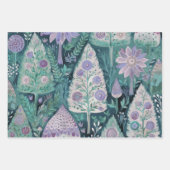 Schönes botanisches Lila und Minzpapier Geschenkpapier Set (Vorderseite 3)