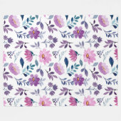 Schönes botanisches Lila und weißes Ambiente Fleecedecke (Vorderseite (Horizontal))