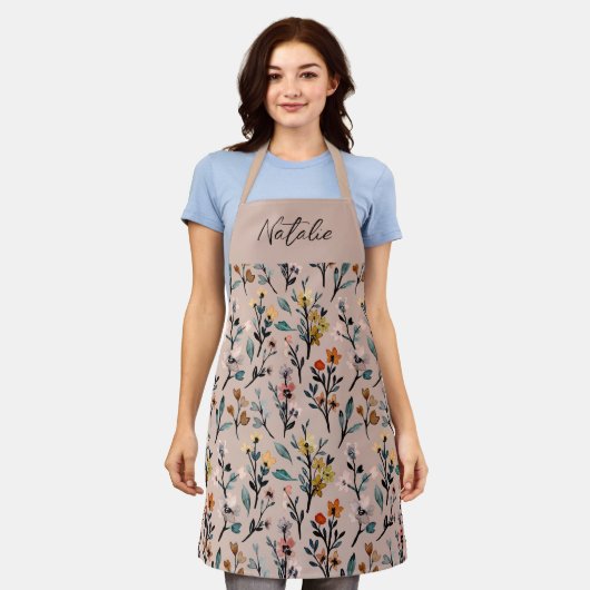 Schönes botanisches Monogramm pink elegant niedlic Schürze (Getragen)