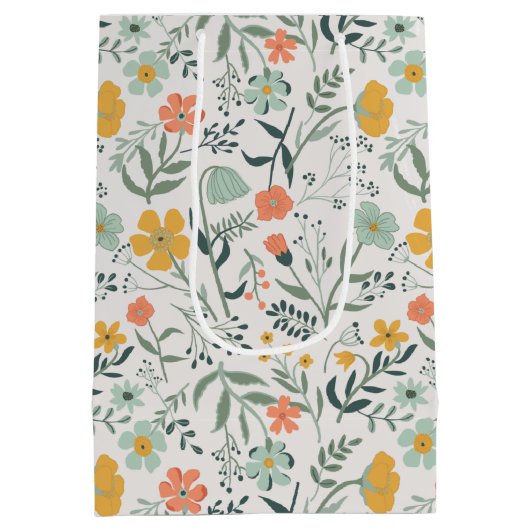 Schönes botanisches Muster Mittlere Geschenktüte (Rückseite)