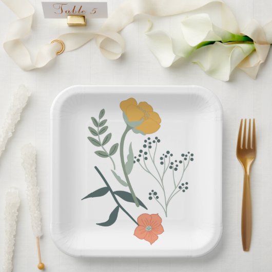 Schönes botanisches Muster Pappteller (Hochzeit)