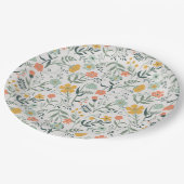 Schönes botanisches Muster Pappteller (Schrägansicht)