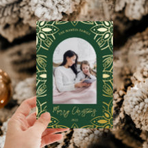 Schönes botanisches Rahmen Foto Weihnachten Grün