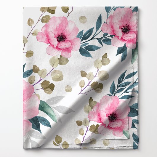 Schönes botanisches Rosa und grünes Blau Stoff