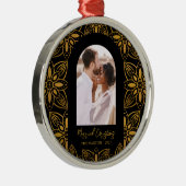 Schönes botanisches Verheiratetes Foto Schwarz Ornament Aus Metall (Rechts)