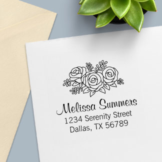 Schönes Bouquet der Rose Blume Adresse Permastempel