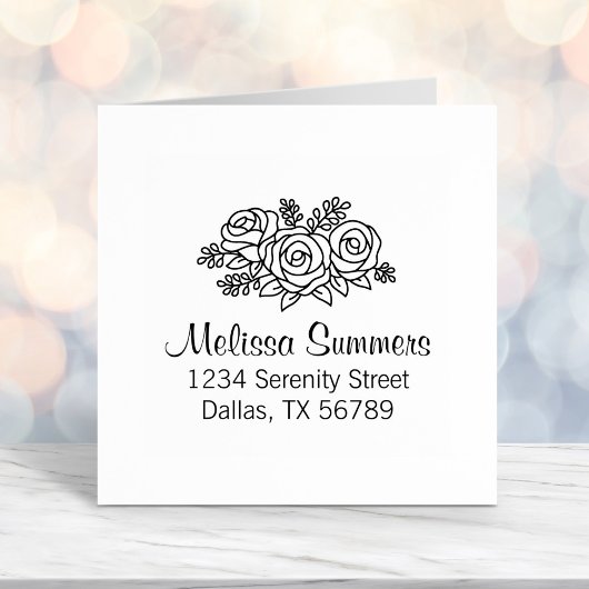 Schönes Bouquet der Rose Blume Adresse Permastempel